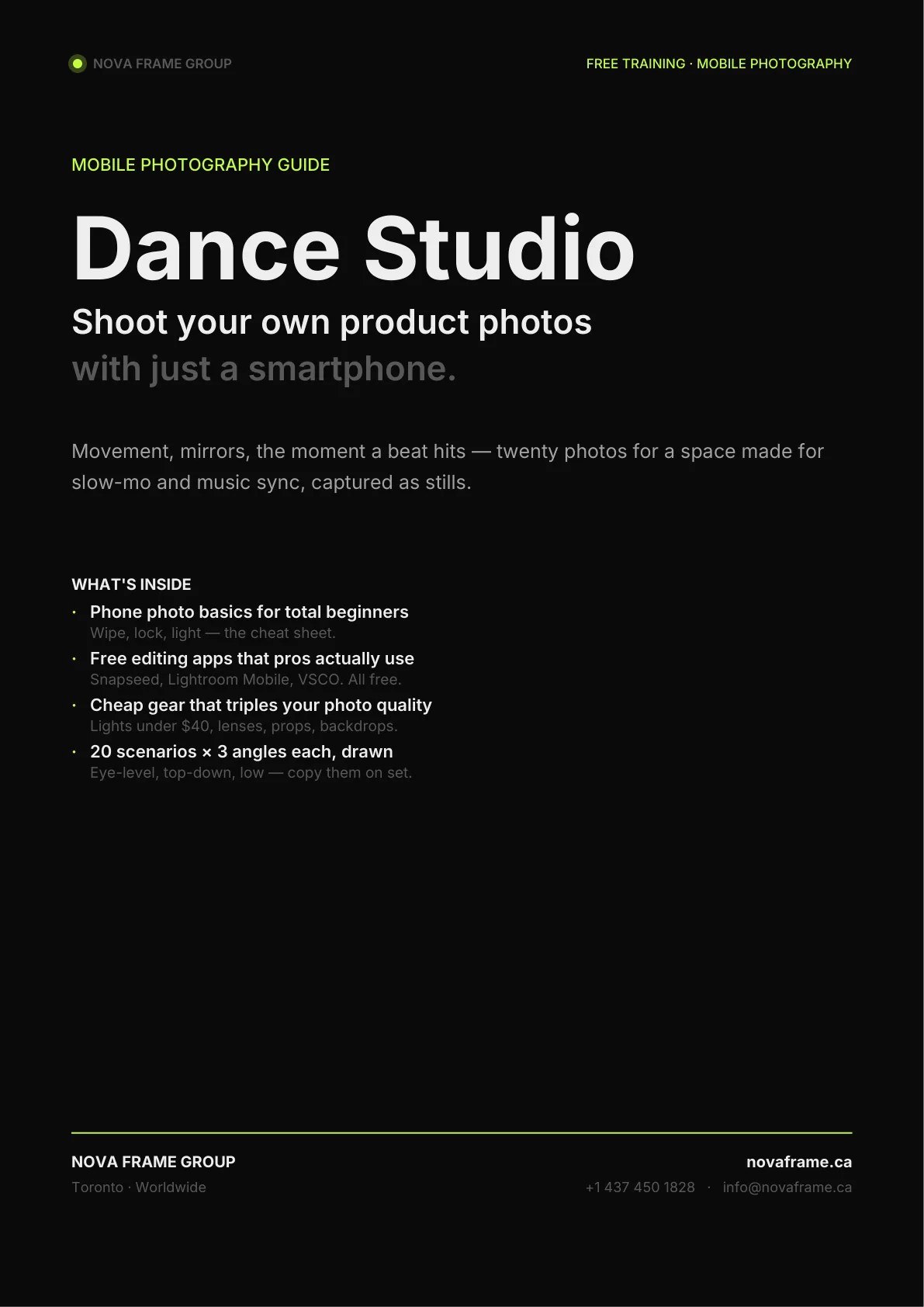 Dance Studio photo guide — page 1 of 30