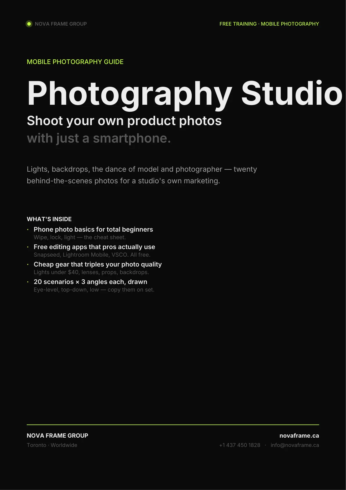 Photography Studio photo guide — page 1 of 30